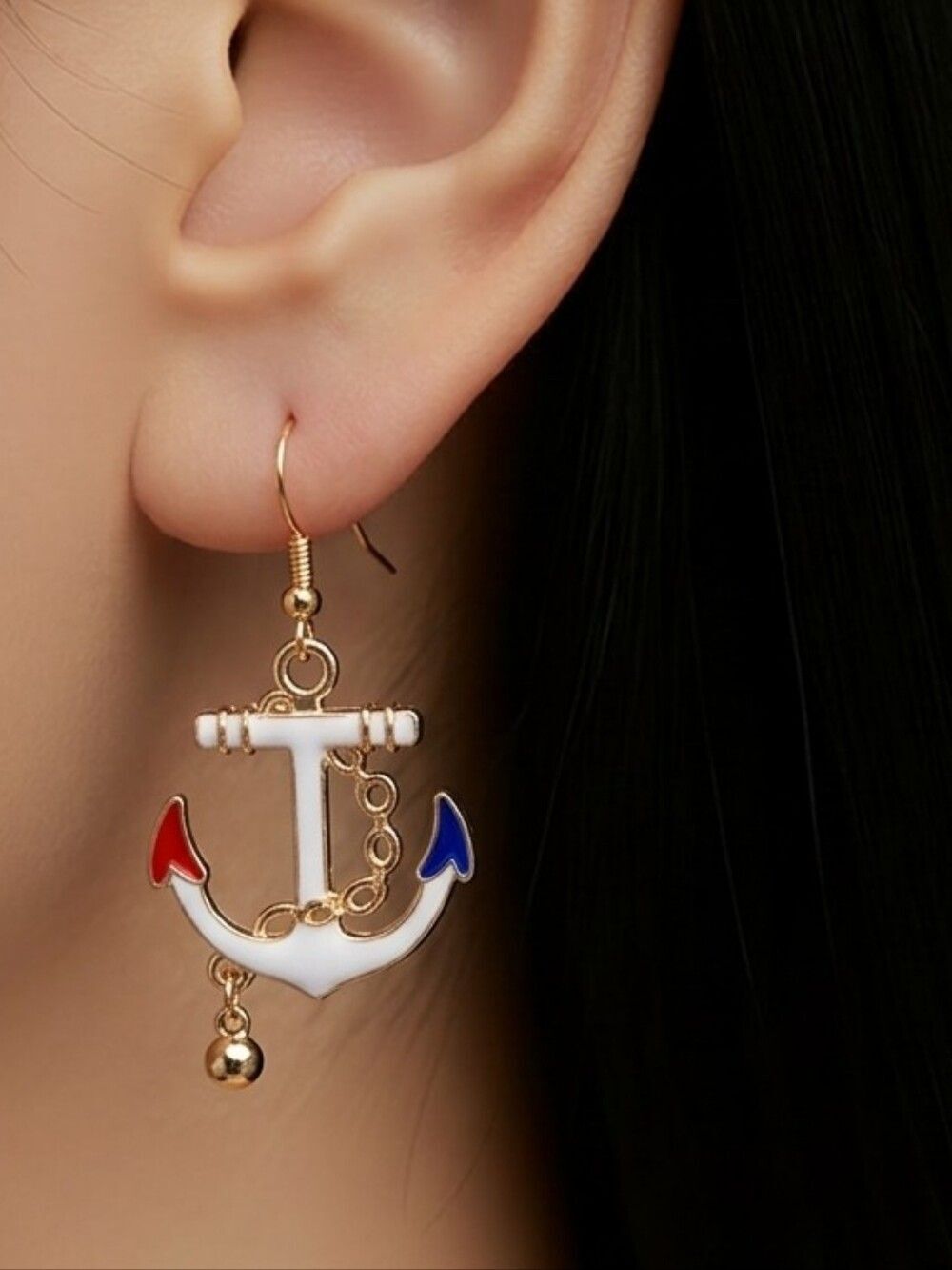 Anchor Wheel Earrings Nautical Cruise Jewelry Coastal Beach Gift Lake House Chic